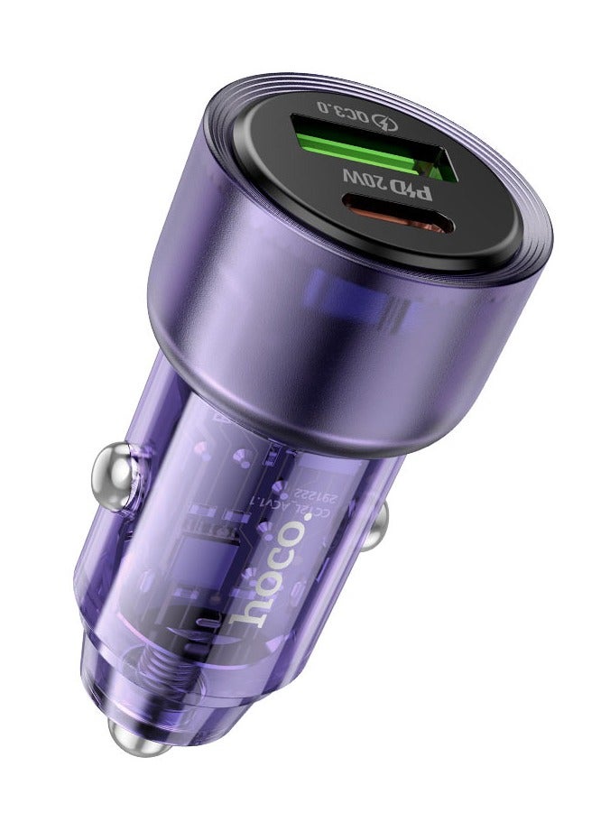 Hoco Premium Hoco Z52 Transparent Mini Car Charger with PD20W Fast Charging and QC3.0 Quick Charge Technology for Wide Vehicle Compatibility and Enhanced Intelligent Balance Power Management - Image 1