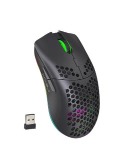 HXSJ Wireless Gaming Mouse with 3 Adjustable DPI Silent Click & USB Receiver Ergonomic RGB Optical Gamer Mice Mouse for Laptop PC Mac (Black)  - Image 1