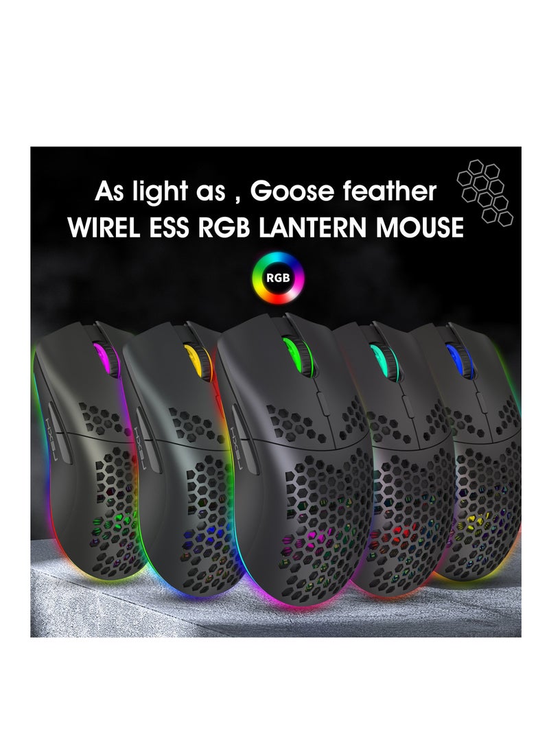 HXSJ Wireless Gaming Mouse with 3 Adjustable DPI Silent Click & USB Receiver Ergonomic RGB Optical Gamer Mice Mouse for Laptop PC Mac (Black)  - Image 3