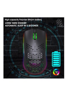 HXSJ Wireless Gaming Mouse with 3 Adjustable DPI Silent Click & USB Receiver Ergonomic RGB Optical Gamer Mice Mouse for Laptop PC Mac (Black)  - Image 2