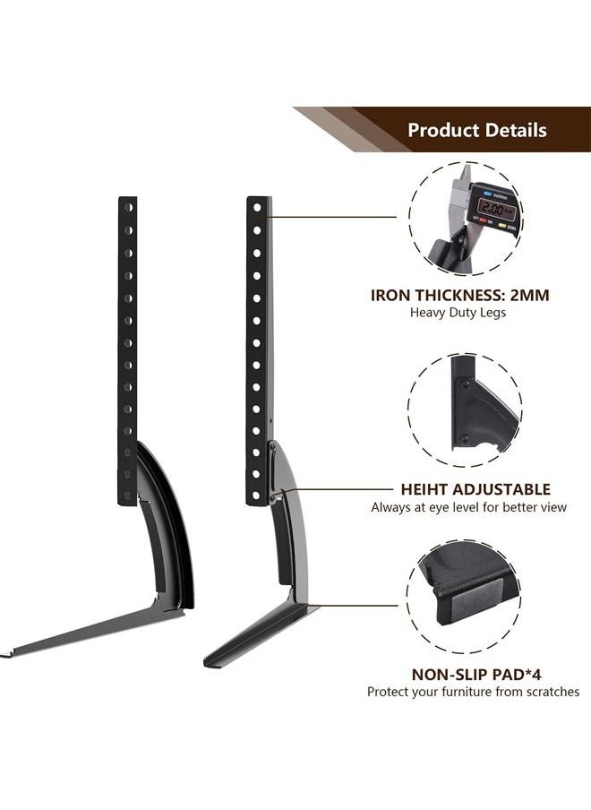 Rock Pow - Universal Table Top TV Stand Base TV Legs for Most 32 37 40 42 47 50 55 LCD LED Plasma Flat Screen TVs Height Adjustable Leg TV Replacement Stand Holds up to 88 lbs Max VESA 800x400 mm - Image 1