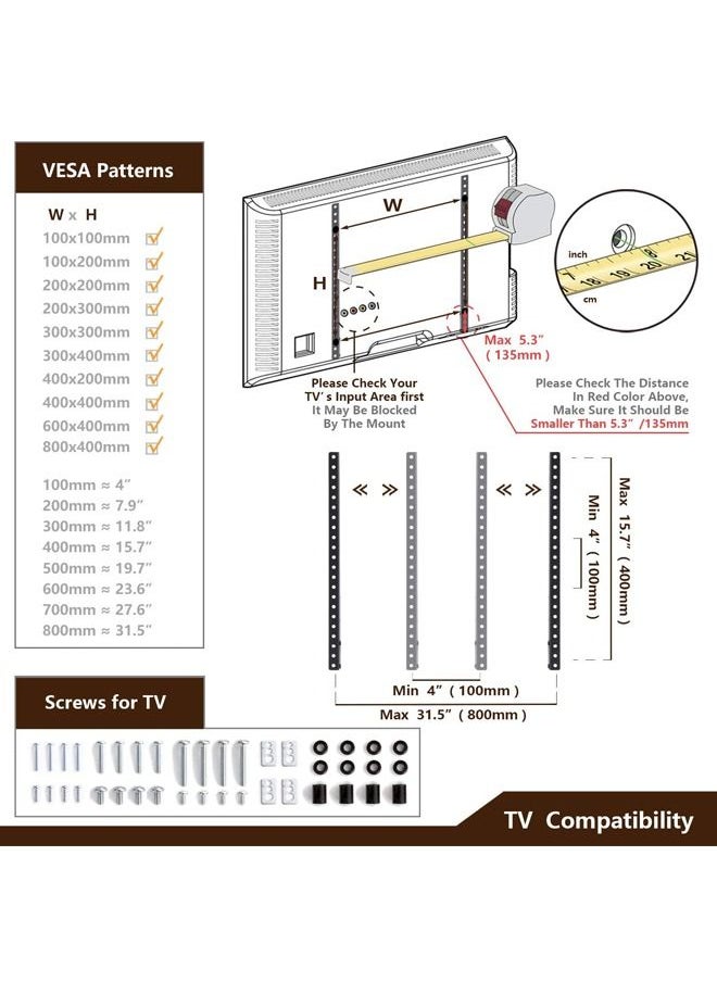 Rock Pow - Universal Table Top TV Stand Base TV Legs for Most 32 37 40 42 47 50 55 LCD LED Plasma Flat Screen TVs Height Adjustable Leg TV Replacement Stand Holds up to 88 lbs Max VESA 800x400 mm - Image 1