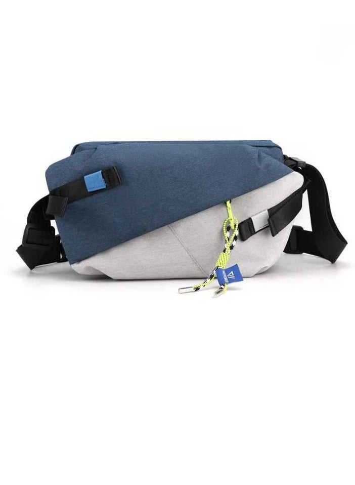 Mens Body Bag, High Quality Nylon Panelled Waist Packs, Lightweight And Durable Sports Shoulder Bag, Large Capacity Waterproof Waist Pouch For Outdoor Travel, (1pc, White And Blue)  - Image 1