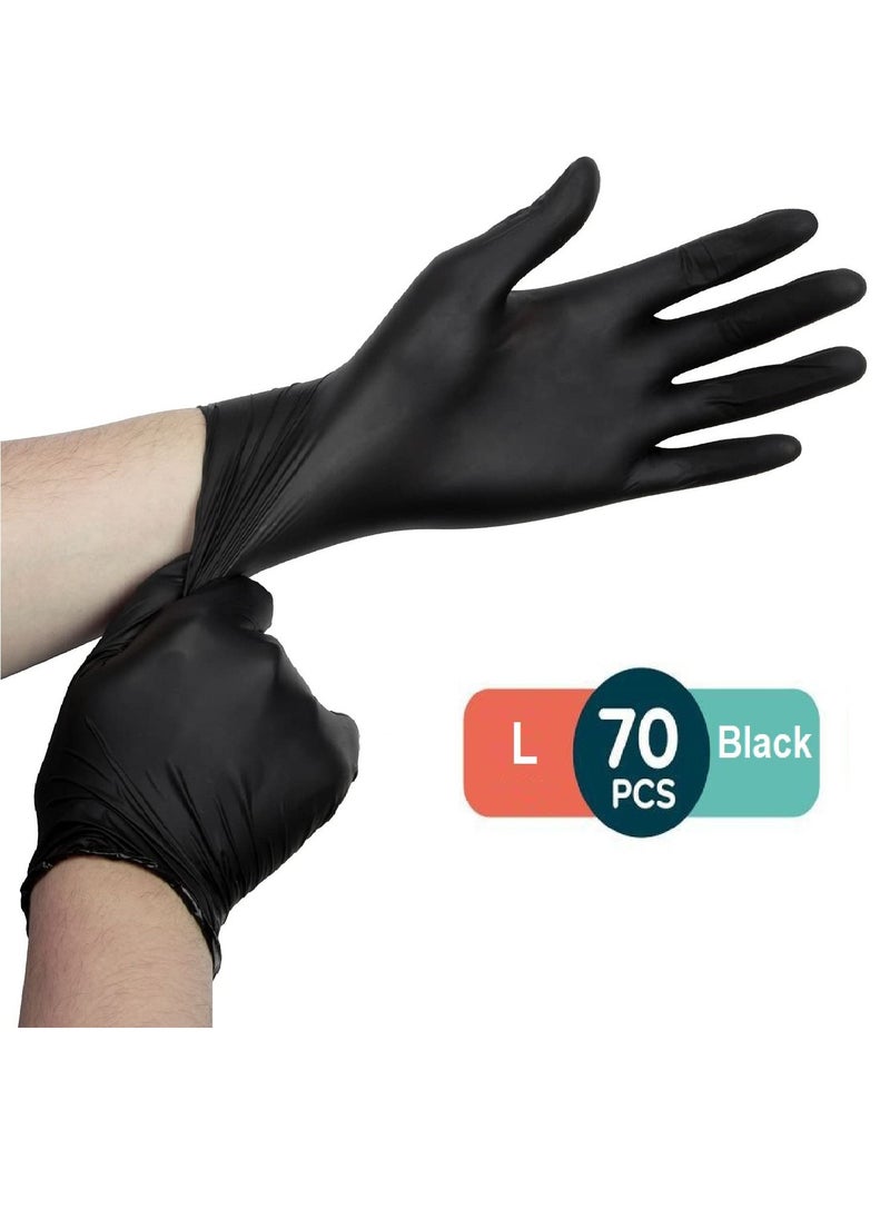 Generic Black Disposable Vinyl Powder Free Gloves For Multi Purpose Uses Large Size  - Image 1