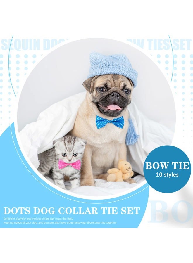 Jutom 40 Pcs Spring Dog Bow Ties Dots Collar Bow Ties Puppy Neckties Bulk Elastic Bands Adjustable Pet Dog Grooming Accessories for Small Medium Large Pet - Image 5