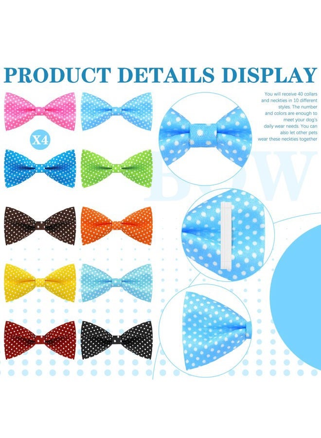 Jutom 40 Pcs Spring Dog Bow Ties Dots Collar Bow Ties Puppy Neckties Bulk Elastic Bands Adjustable Pet Dog Grooming Accessories for Small Medium Large Pet - Image 2