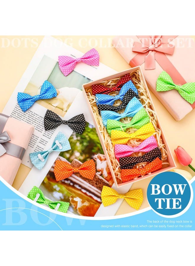 Jutom 40 Pcs Spring Dog Bow Ties Dots Collar Bow Ties Puppy Neckties Bulk Elastic Bands Adjustable Pet Dog Grooming Accessories for Small Medium Large Pet - Image 4