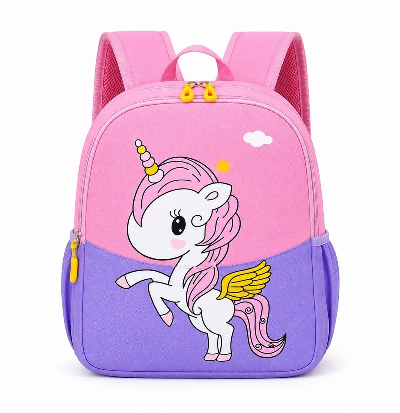 SamoDani Kids Unicorn Backpack for Girls & Boys, Cute Cartoon School Bag for Toddlers Ages 3-6, Lightweight Waterproof Oxford Backpack with Zipper, Softback Preschool Bag - Image 1