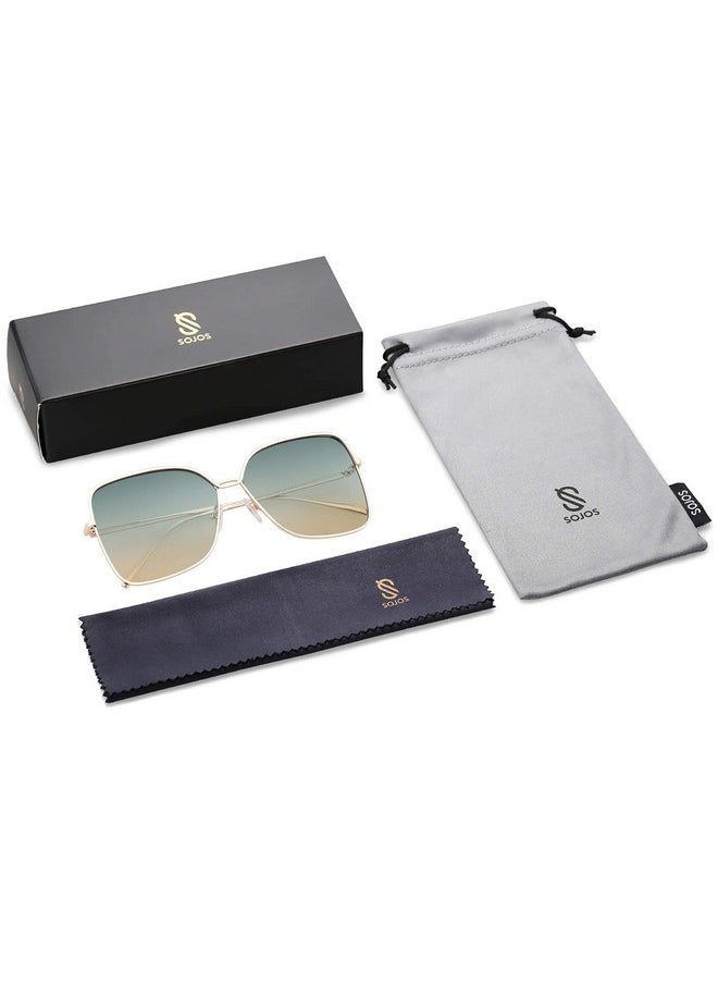 Sojos Classic Trendy Square Oversized Sunglasses Womens Mens Uv400 Big Large Designer Shades Sj1082, Gold/Green&Brown  - Image 5