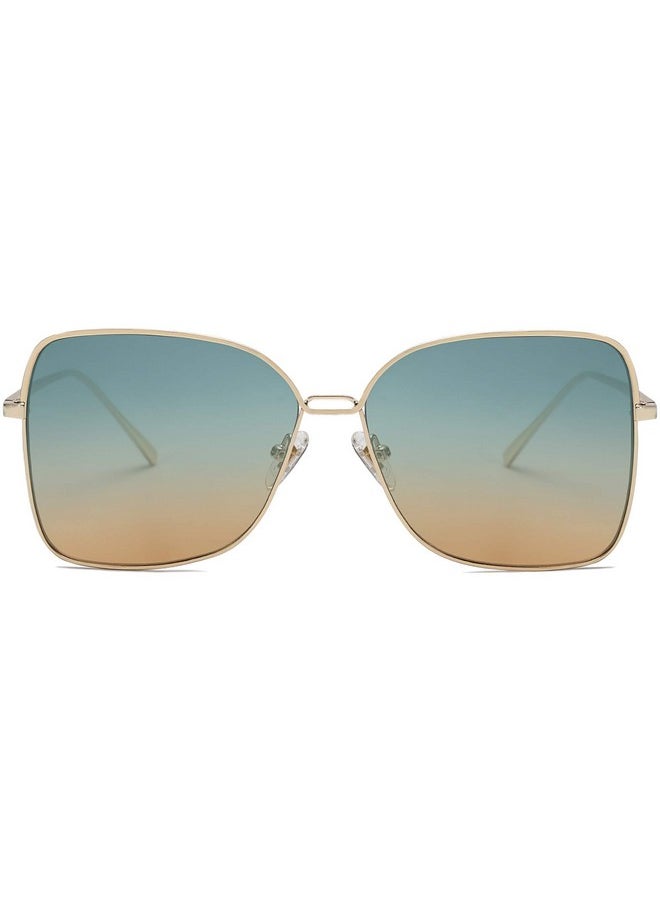 Sojos Classic Trendy Square Oversized Sunglasses Womens Mens Uv400 Big Large Designer Shades Sj1082, Gold/Green&Brown  - Image 1