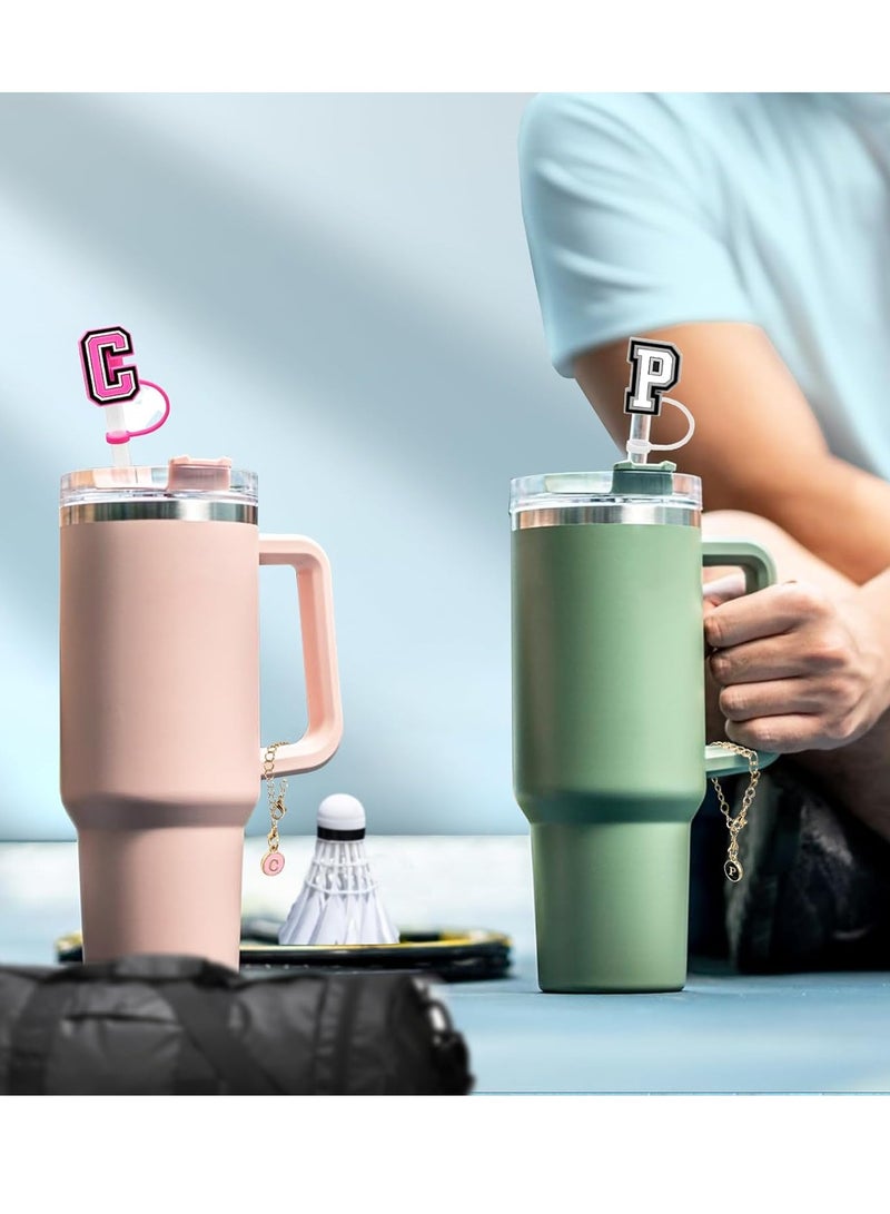 Mmmon 3PCS Straw Cover 10mm For Stanley Tumbler Cup Reusable Straw Cap Topper and 3 Initial Letter Charms C Handle Charm For Stanley 30 and 40 Oz Cup Tumbler - Image 5