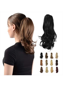 SOFEIYAN 13" Ponytail Extension Long Curly Ponytail Clip in Claw Hair Extension Natural Looking Synthetic Hairpiece for Women, Black  - Image 1