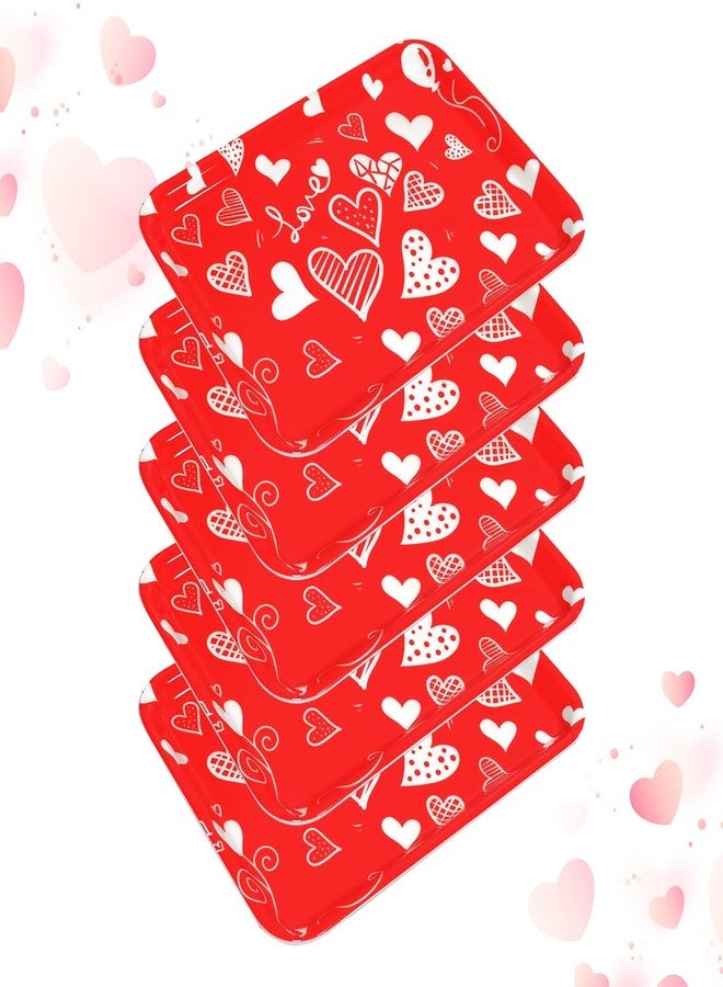 SENONAPO 5 Pcs Valentine' s Day Serving Trays 13 x 10 Inch Melamine Heart Decorative Platter Reusable Serving Dishes Red Dessert Trays for Party Decorations Supplies - Image 1