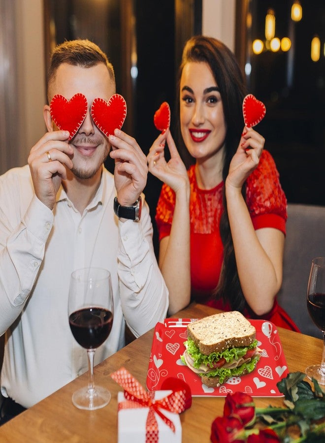 SENONAPO 5 Pcs Valentine' s Day Serving Trays 13 x 10 Inch Melamine Heart Decorative Platter Reusable Serving Dishes Red Dessert Trays for Party Decorations Supplies - Image 3