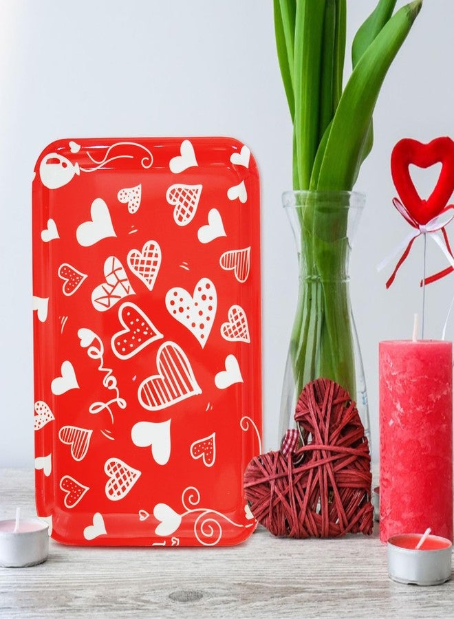 SENONAPO 5 Pcs Valentine' s Day Serving Trays 13 x 10 Inch Melamine Heart Decorative Platter Reusable Serving Dishes Red Dessert Trays for Party Decorations Supplies - Image 2
