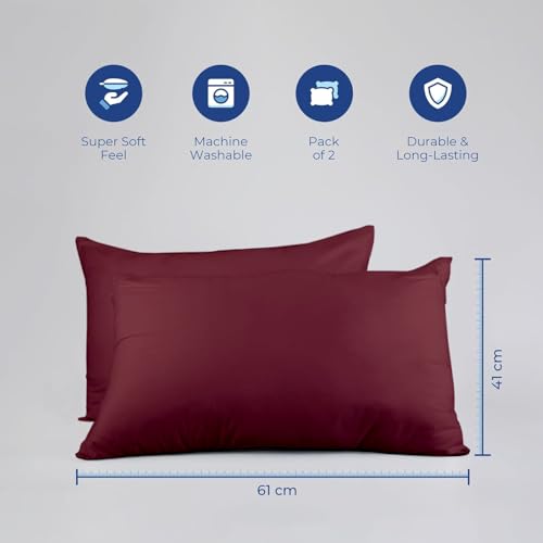 Zinnia Comfort Soft Microfiber Bed Pillows for Sleeping | Ruby Red, Regular Size 16 x 24 Inches | Soft & Comfortable Set of Pillow for Home & Daily Use | Pack of 2 - Image 2