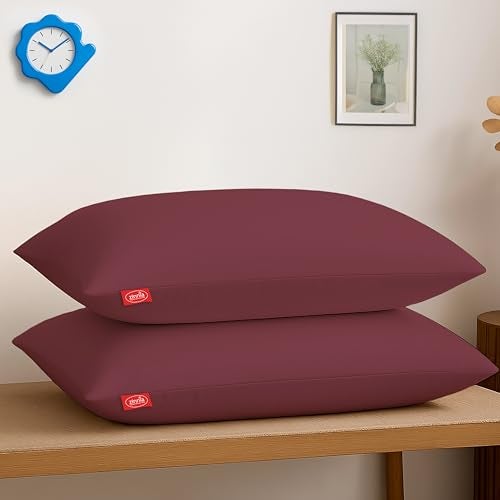 Zinnia Comfort Soft Microfiber Bed Pillows for Sleeping | Ruby Red, Regular Size 16 x 24 Inches | Soft & Comfortable Set of Pillow for Home & Daily Use | Pack of 2 - Image 1