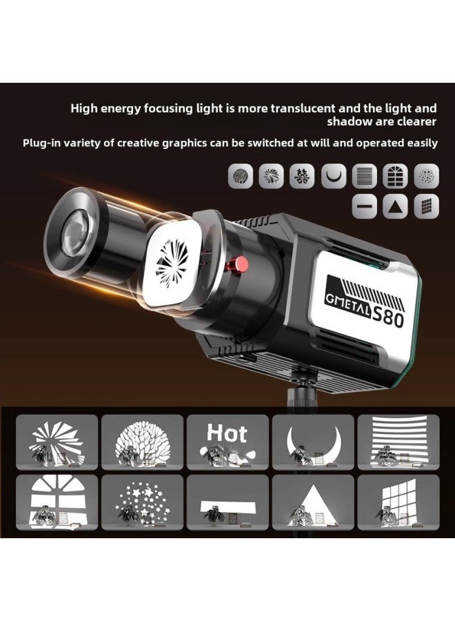 60W Photography Lamp Handheld COB Outdoor Handheld Portable Professional Live Light Portraits Photography Double Color-Light Source Color: Ym-s80 Cob Lamp + Handheld Light Stand  - Image 4