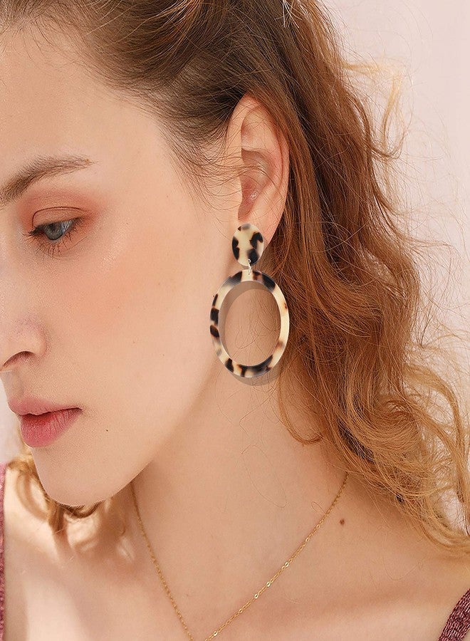 MOLOCH Acrylic for Women Geometry Resin Drop Dangle Earrings Bohemia Tortoise Shell Hoop Earrings Mottled Statement Stud Earrings Fashion Jewelry (Leopard) - Image 2