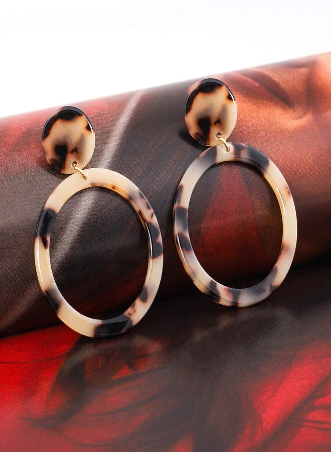 MOLOCH Acrylic for Women Geometry Resin Drop Dangle Earrings Bohemia Tortoise Shell Hoop Earrings Mottled Statement Stud Earrings Fashion Jewelry (Leopard) - Image 3