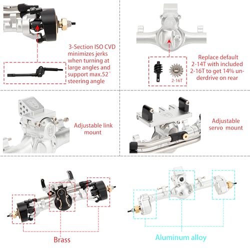 MEUS RACING Mullet Setup SCX24 V2 Axles with 3Section CVD for Axial 124 SCX24 RC Crawler Silver - Image 5