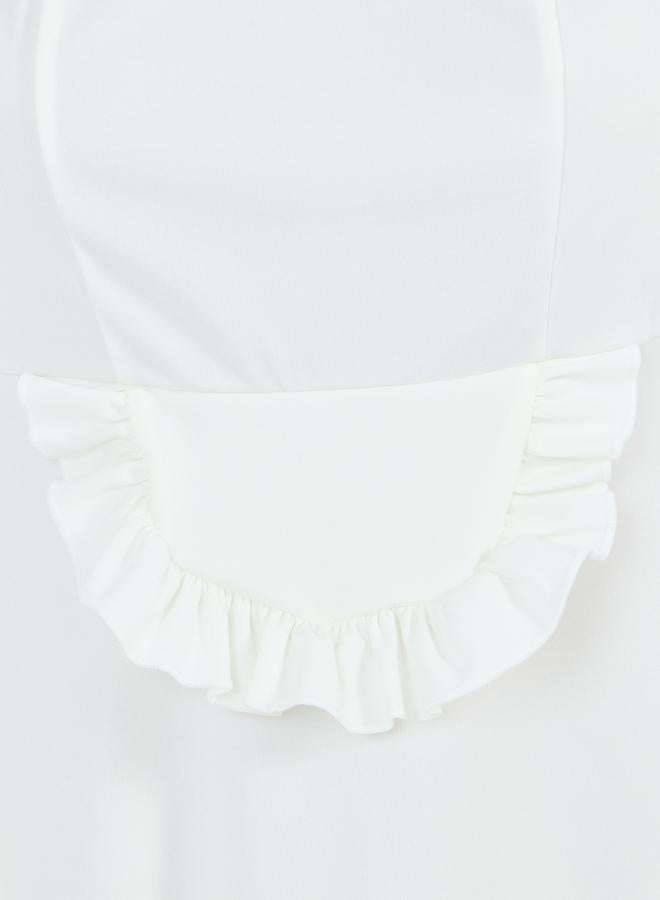 Styli Styli Solid Ruffle Trim Halter Neck Babydoll with Thong - Image 2