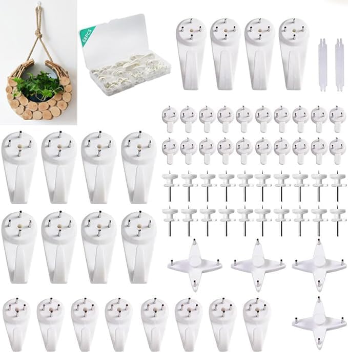 Emapoy Picture Hanging Kit, Picture Hanger No Damage Wall Hangers For Picture Frame，68pcs Invisible Wall Nails For Concrete Wall, Hardwall And Cement Wall - Image 1