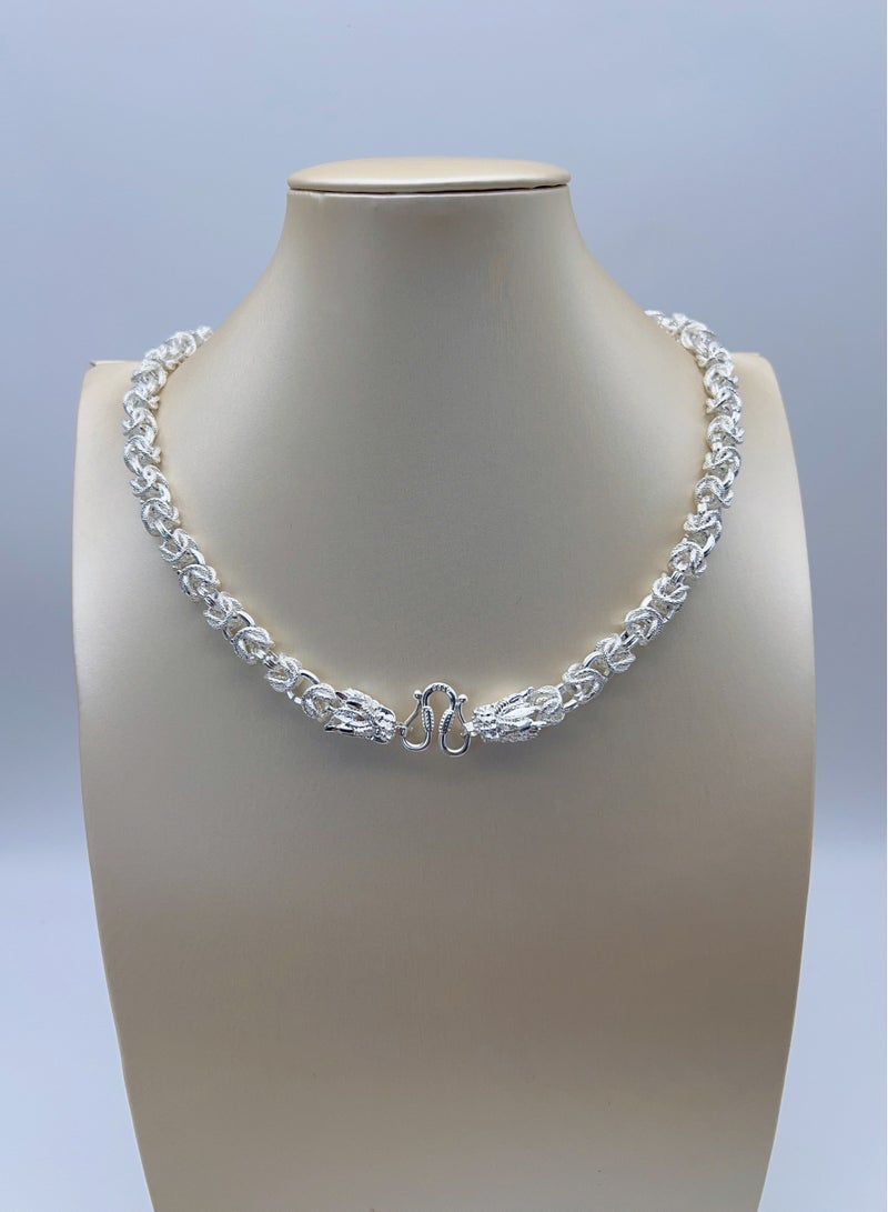 Silver Chain Necklace for Men, Silver Choker Necklace, Dragon Head Clasp , 24 Inches  - Image 4