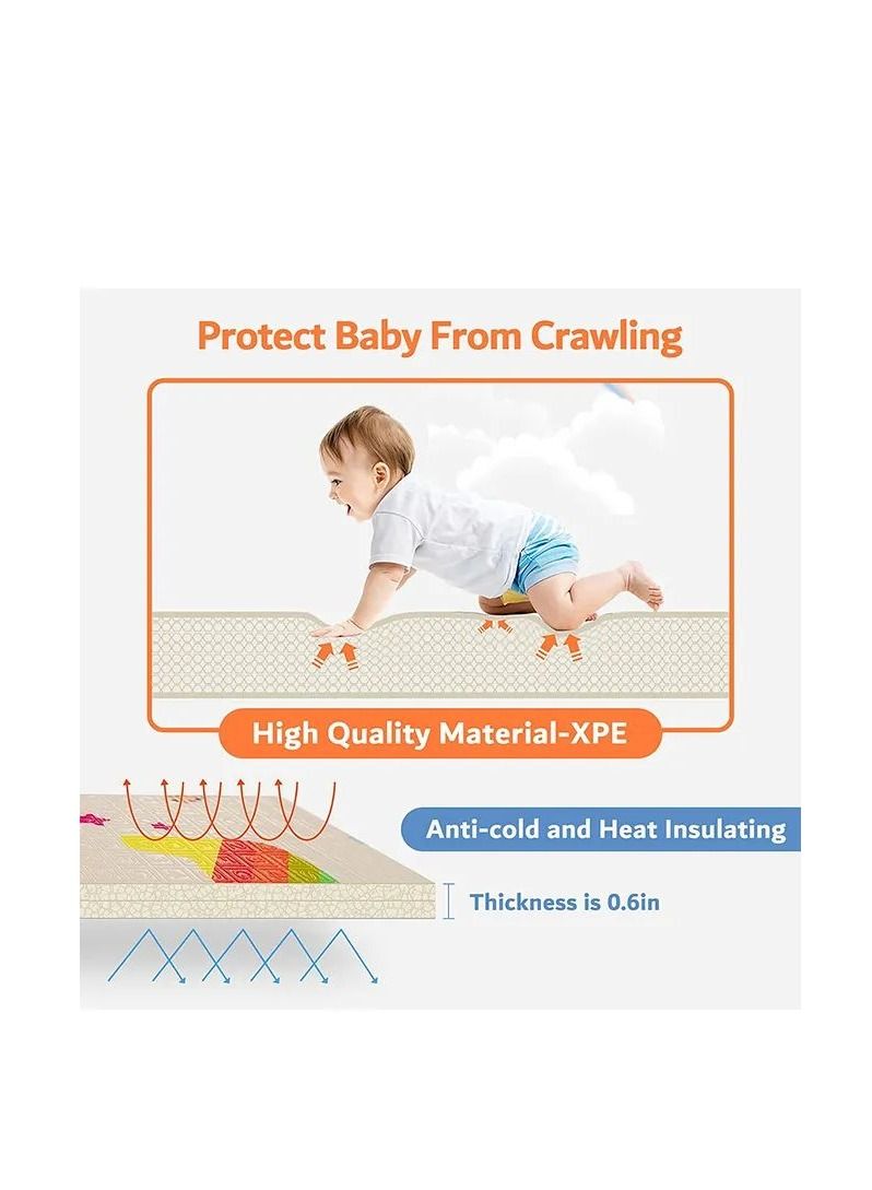 DARIYAH 200 X 180 X 1 cm Baby Crawling Play Floormat Foam Non-Toxic Foldable Reversible Playing Mat-Fantasy Girl Life & Different Designs - Image 2