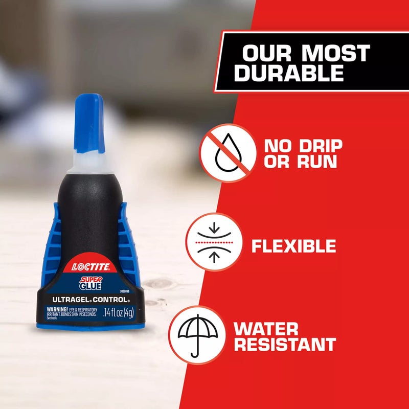 Loctite Super Glue Ultra Gel Control, Clear, 0.14 fl oz Bottle, 1 Pack - Superglue for Plastic, Wood, Metal, Crafts & Repair, Cyanoacrylate Adhesive Instant Glue, Quick Dry - Image 4