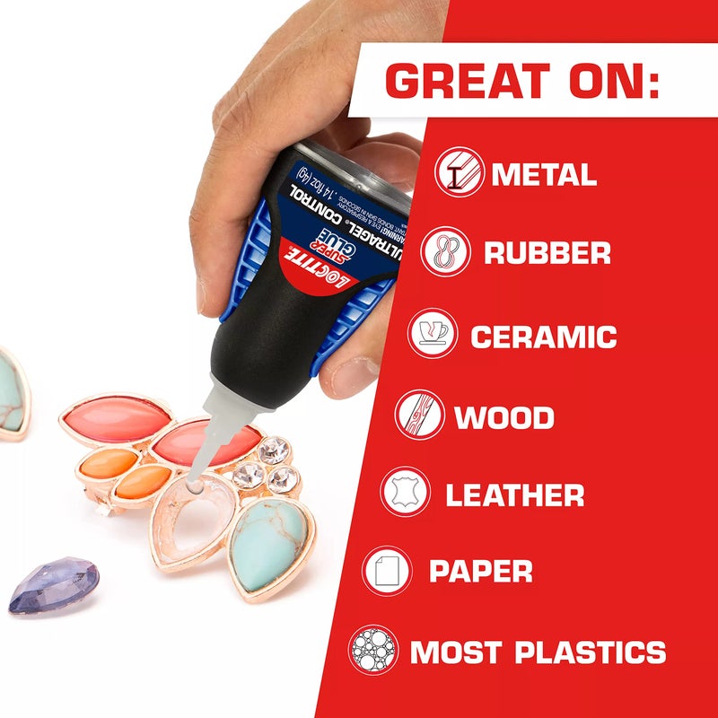 Loctite Super Glue Ultra Gel Control, Clear, 0.14 fl oz Bottle, 1 Pack - Superglue for Plastic, Wood, Metal, Crafts & Repair, Cyanoacrylate Adhesive Instant Glue, Quick Dry - Image 3