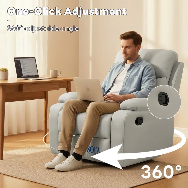 Sharpdo Premium Faux Leather Manual Recliner Chair with 7-Zone Support & 360° Phone Holder, Breathable Skin-Friendly Fabric, Heavy Duty Gravity Recline for Living Room, Home Theater and Office - Image 5