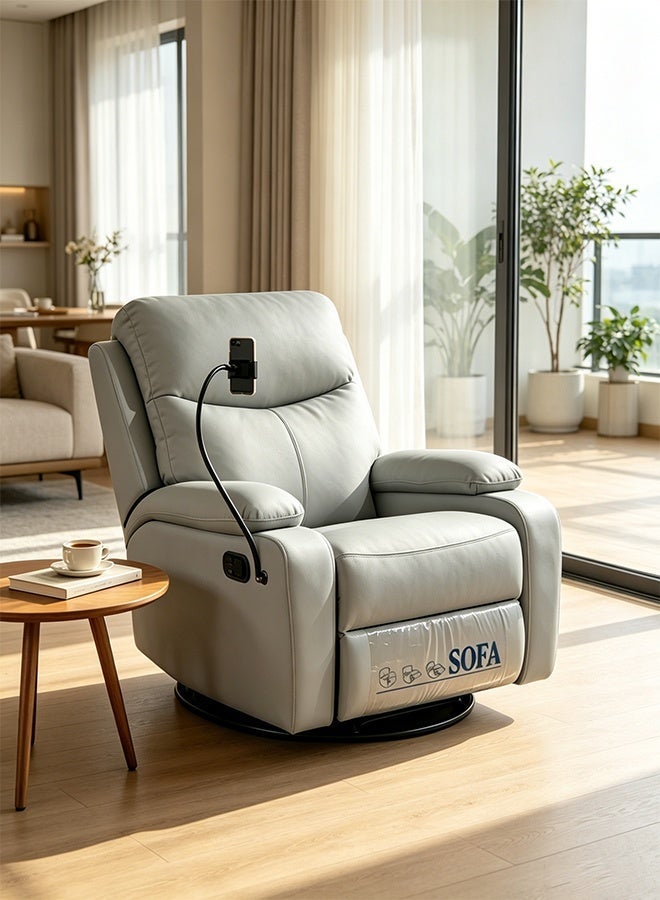 Sharpdo Premium Faux Leather Manual Recliner Chair with 7-Zone Support & 360° Phone Holder, Breathable Skin-Friendly Fabric, Heavy Duty Gravity Recline for Living Room, Home Theater and Office - Image 1