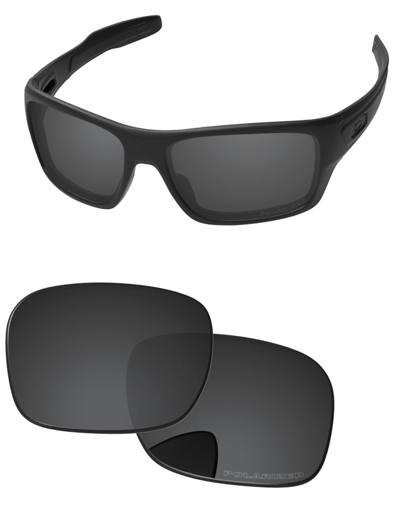 PapaViva Replacement Lenses for Oakley Turbine OO9263 65mm Sunglass Solid Black Polarized - Image 1