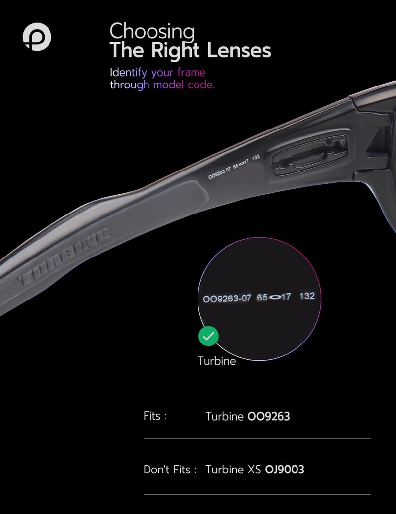 PapaViva Replacement Lenses for Oakley Turbine OO9263 65mm Sunglass Solid Black Polarized - Image 2