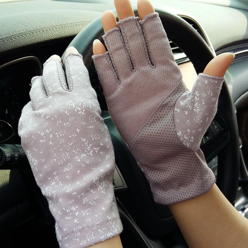 Ylucky Lightweight Summer Fingerless Gloves Men Women UV Sun Protection Driving Cotton Gloves Nonslip Touchscreen Gloves - Image 2