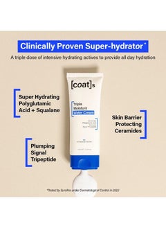 Coats كريم وجه ثلاثي الترطيب بالماء. مرطب مائي للوجه مع حمض الهيالورونيك + السيراميدات + فيتامين E. مرطب وجه مرطب للنساء والرجال للبشرة المختلطة إلى الجافة (75 مل)  - Image 3