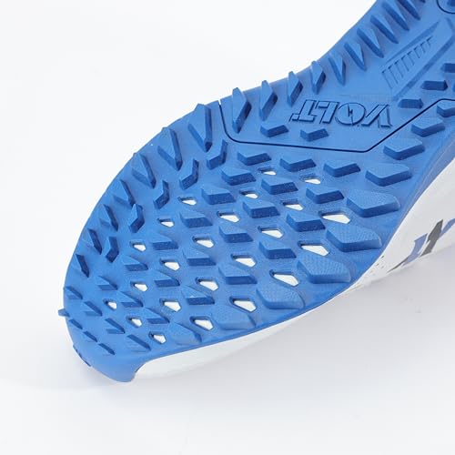 VOLT Cricket Shoes for Men & Boys Sports Shoes for Lightweight, Ergonomic Fit Sports Shoes Match Shoes for Practise (White Blue, UK Footwear Size System, Adult, Men, Numeric, Medium, 9) - Image 4