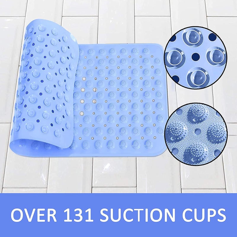 PAGHADI Bath Mats for Bathroom Non Slip Washable Bathroom Bathtub Mats Kitchen Bedroom Bathroom Toilet Doormat Pet Mat Drain Holes Foot Massage Suction CupsBlue Size 70 x 38 cm - Image 2