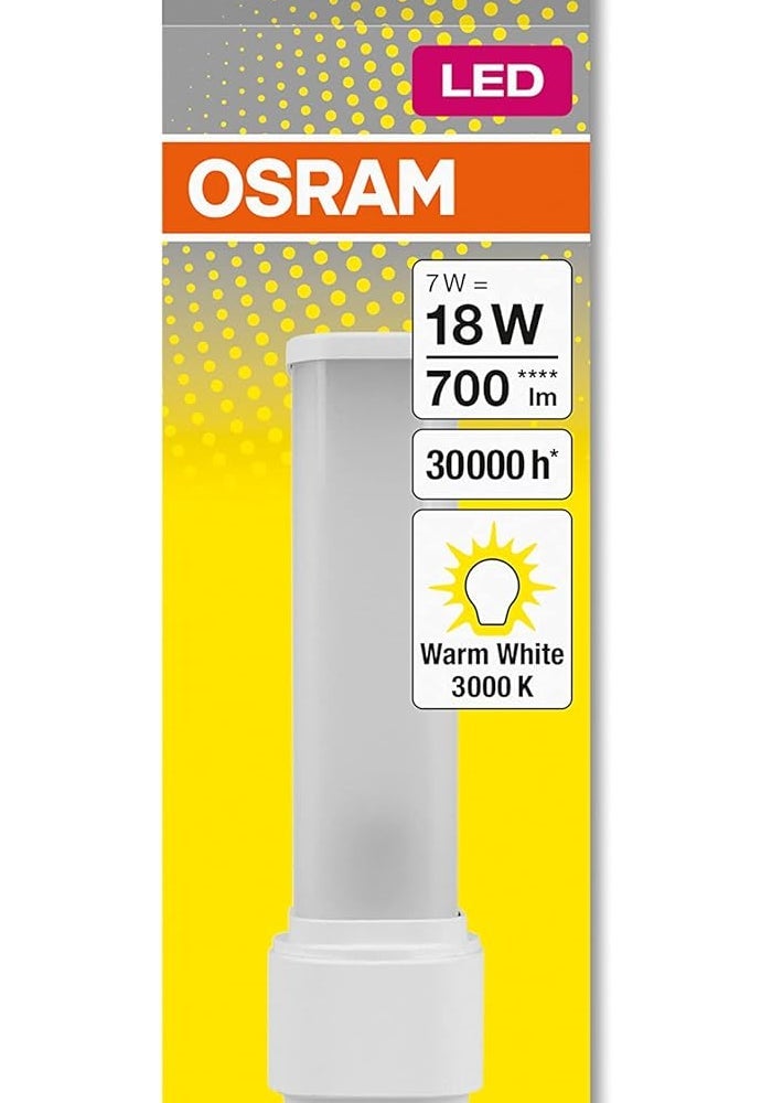 OSRAM لمبة LED من Osram Dulux G24d 2 PL مصباح LED بقوة 7 وات و18 وات ودرجة حرارة 3000 كلفن وشكل خطي أبيض دافئ - Image 2