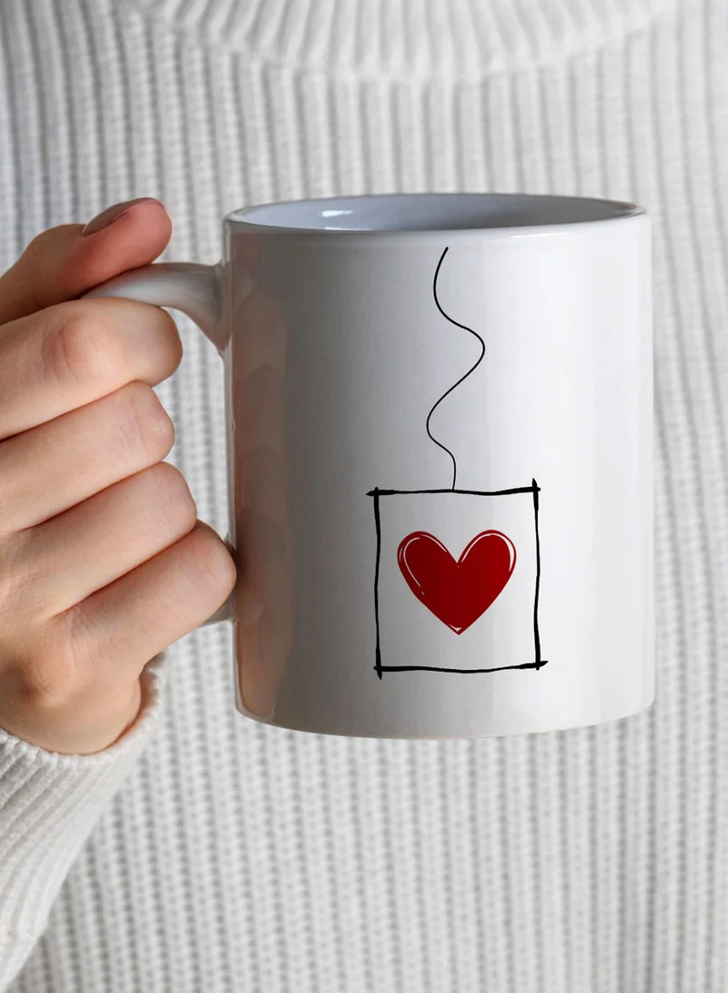 LOWHA 11 oz Ceramic Mug with Heart Design