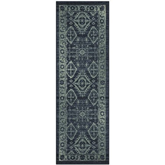 Maples Rugs Georgina Traditional Runner Rug  Made in USA  Washable, Non Slip Indoor Carpet for Hallway, Kitchen, and Laundry Room, 2' x 6', Navy Blue/Green - Image 4
