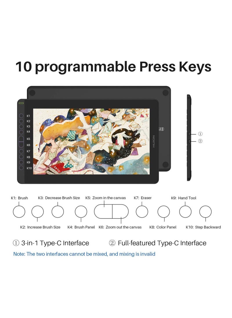 HUION KAMVAS 16 Graphics Drawing Tablet with Full-Laminated Screen Anti-Glare 10 Express Keys Android Support Battery-Free Stylus 8192 Pen Pressure Tilt Adjustable Stand - 15.6 Inch Pen Display  - Image 2