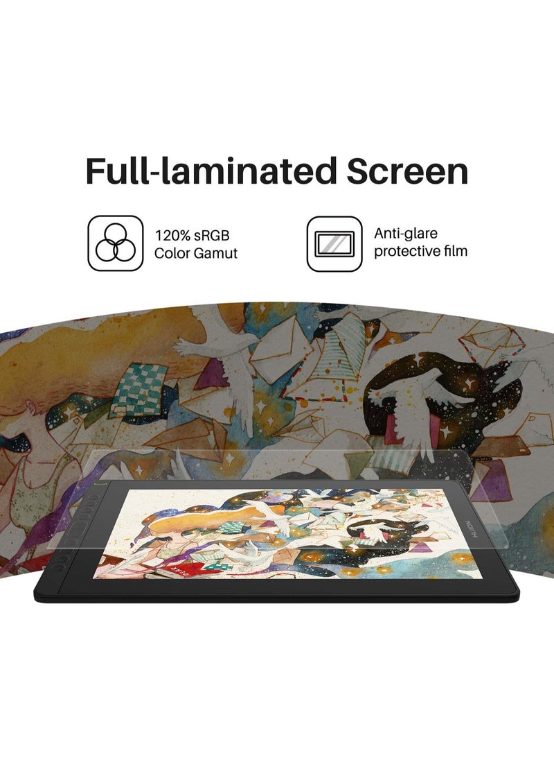 HUION KAMVAS 16 Graphics Drawing Tablet with Full-Laminated Screen Anti-Glare 10 Express Keys Android Support Battery-Free Stylus 8192 Pen Pressure Tilt Adjustable Stand - 15.6 Inch Pen Display  - Image 3
