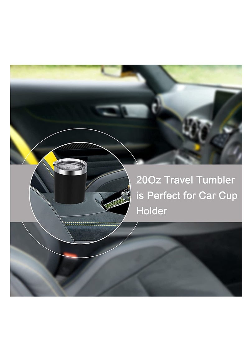 Generic - Premium 20 OZ Stainless Steel Insulated Travel Mug with Lid, Straw and Cleaning Brush, Double-Layer Design for Hot and Cold Beverages, Ideal for Home and Office (Black) - Image 1