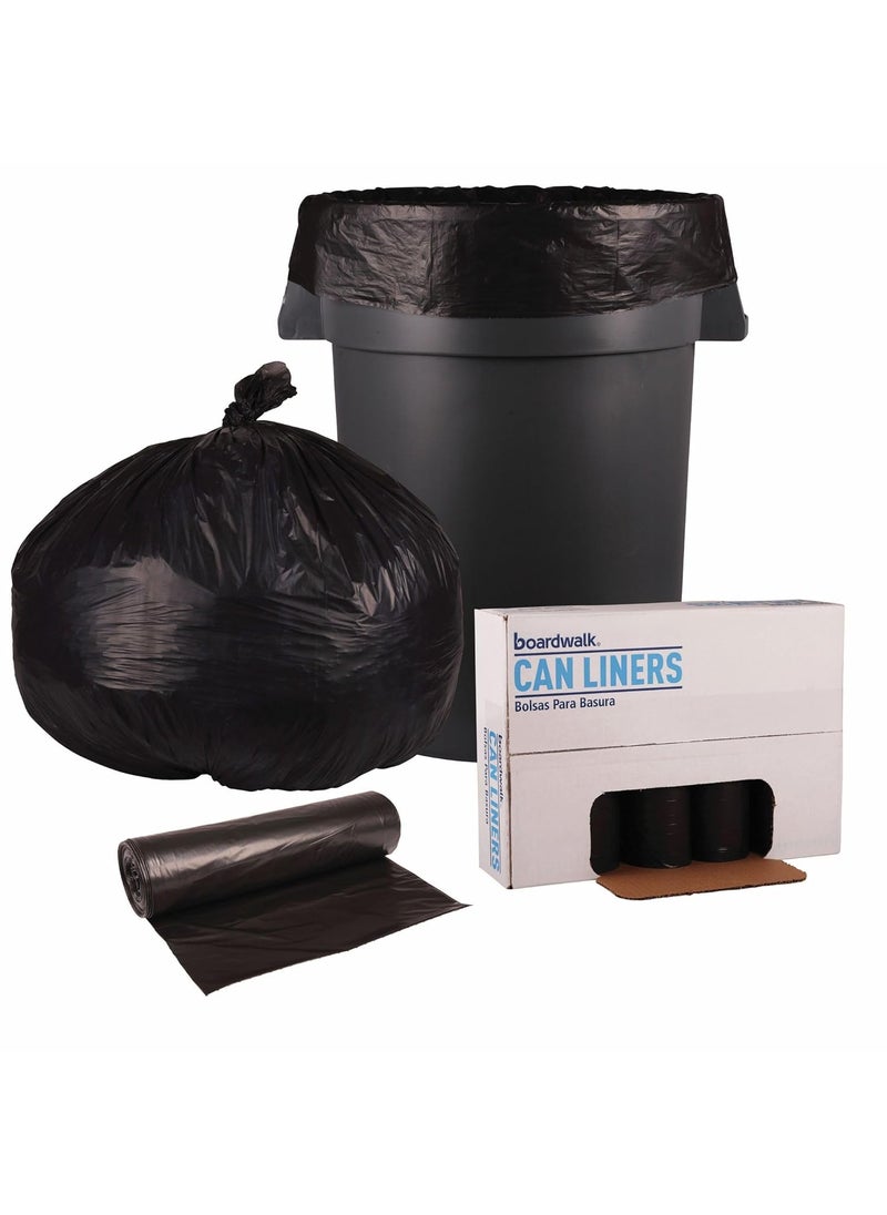 boardwalk Boardwalk H8046HKKR01 LowDensity 45 Gallon 06 mil 40 in x 46 in Waste Can Liners  Black 25 BagsRoll 4 RollsCarton  - Image 1