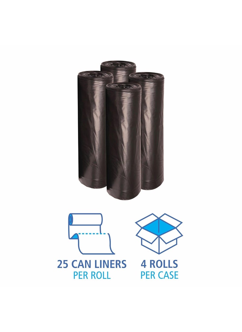 boardwalk Boardwalk H8046HKKR01 LowDensity 45 Gallon 06 mil 40 in x 46 in Waste Can Liners  Black 25 BagsRoll 4 RollsCarton  - Image 5