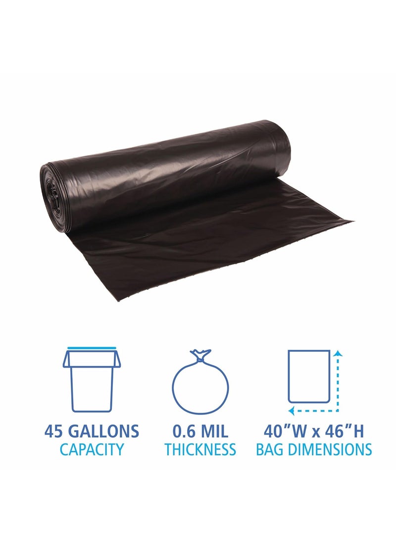 boardwalk Boardwalk H8046HKKR01 LowDensity 45 Gallon 06 mil 40 in x 46 in Waste Can Liners  Black 25 BagsRoll 4 RollsCarton  - Image 4
