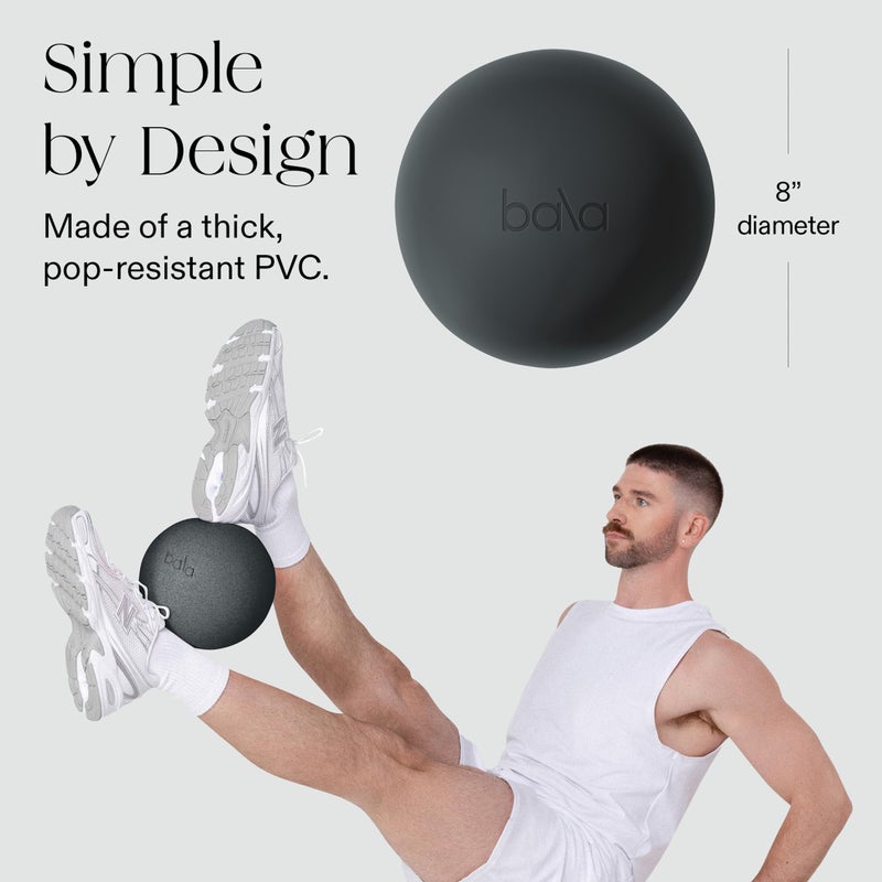 Bala Non-Weighted Exercise Ball (Charcoal) - 8" Yoga Ball for Barre, Stretching, Strength & Core Training - Small Pilates Ball Workout Accessory with Mini Pump for Home Gym & Fitness Routines - Image 5