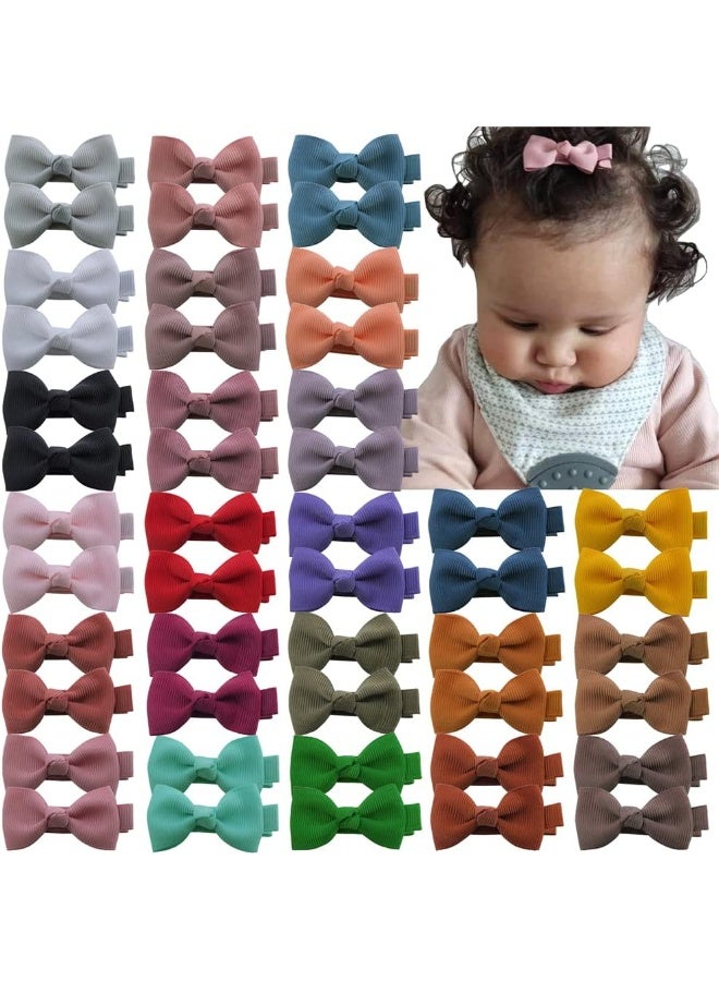 Baily Baby Hair Clips Tiny Bow Alligator for Toddler Girls Fine Pins in Fringe Bangs (Mini 2'' 48 PCS Pair) - Image 1